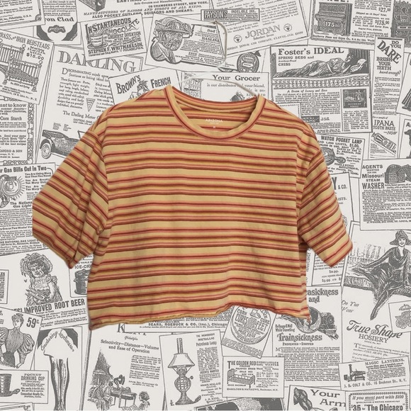 Arizona Striped Cropped TShirt, Size Medium - Picture 1 of 3
